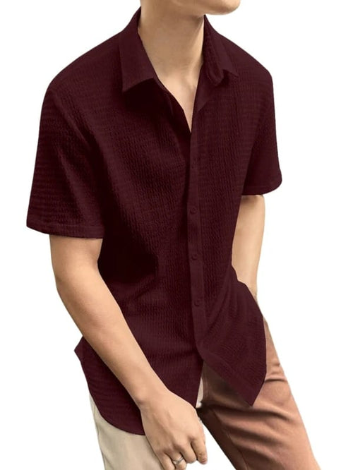 Men Regular Fit Self Design, Checkered Spread Collar Casual Shirt,